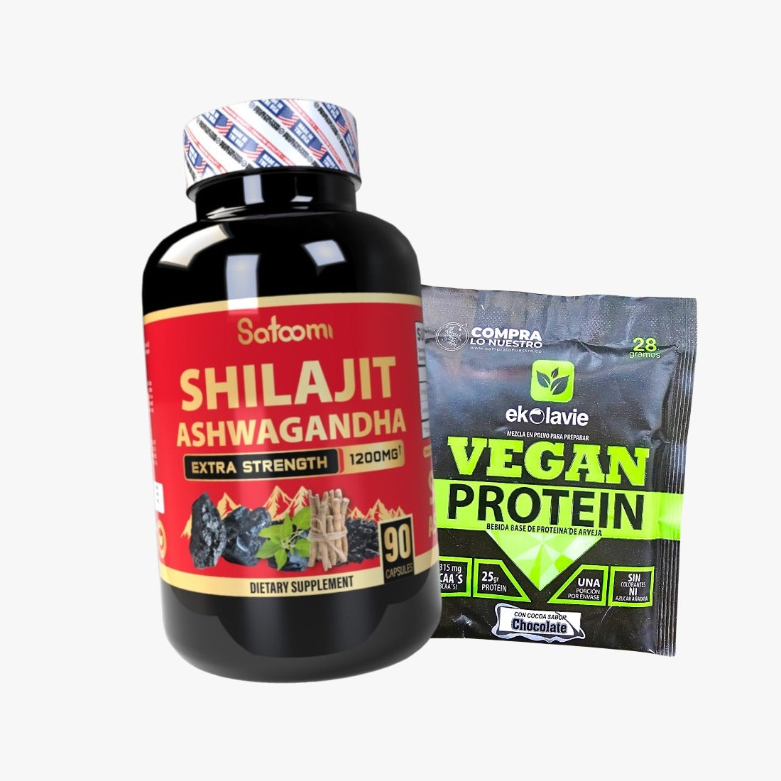 Shilajit con Ashwaganda + Obsequio de Proteina Vegana